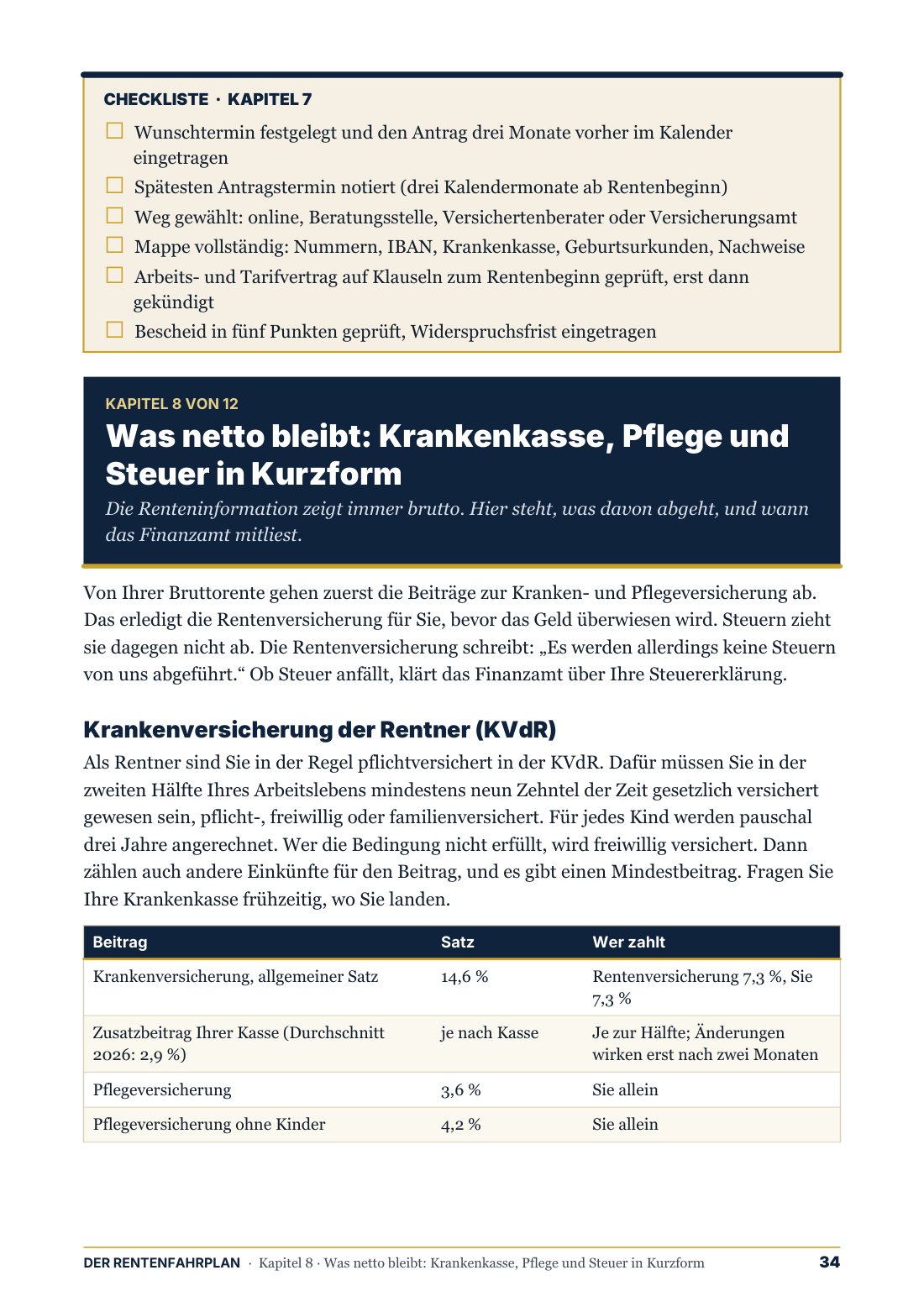 Seite 34: Checkliste zum Rentenantrag